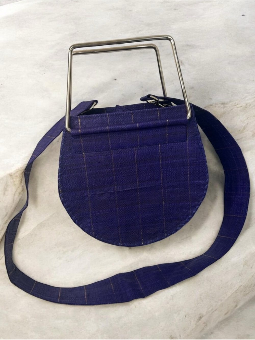 💜Good People Round Crossbody Bag in Purple with Gold Stripes🫟